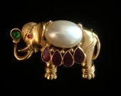 Outstanding Figural Trifari Elephant Brooch
