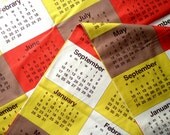 Kumiko Fujita Calendar Panel Yellow, Red, Brown Fat Quarter