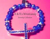 Blue and Silver Cross Beaded Bracelet