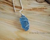 Small Blue Beach Glass Necklace