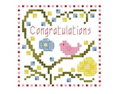 Springtime Congratulations Card Cross Stitch Pattern