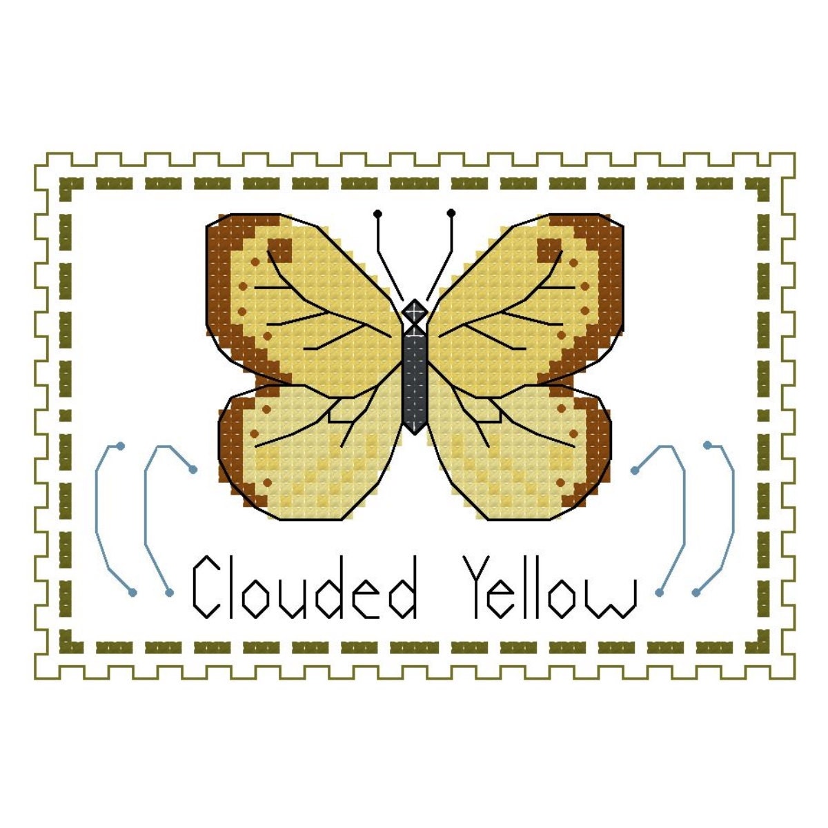 Clouded Yellow Butterfly Cross Stitch Pattern PDF