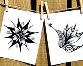 11x14 Set of 2 Discounted Poster Prints - Wild Flowers - of Fine Art Illustration for Your Wall Decor