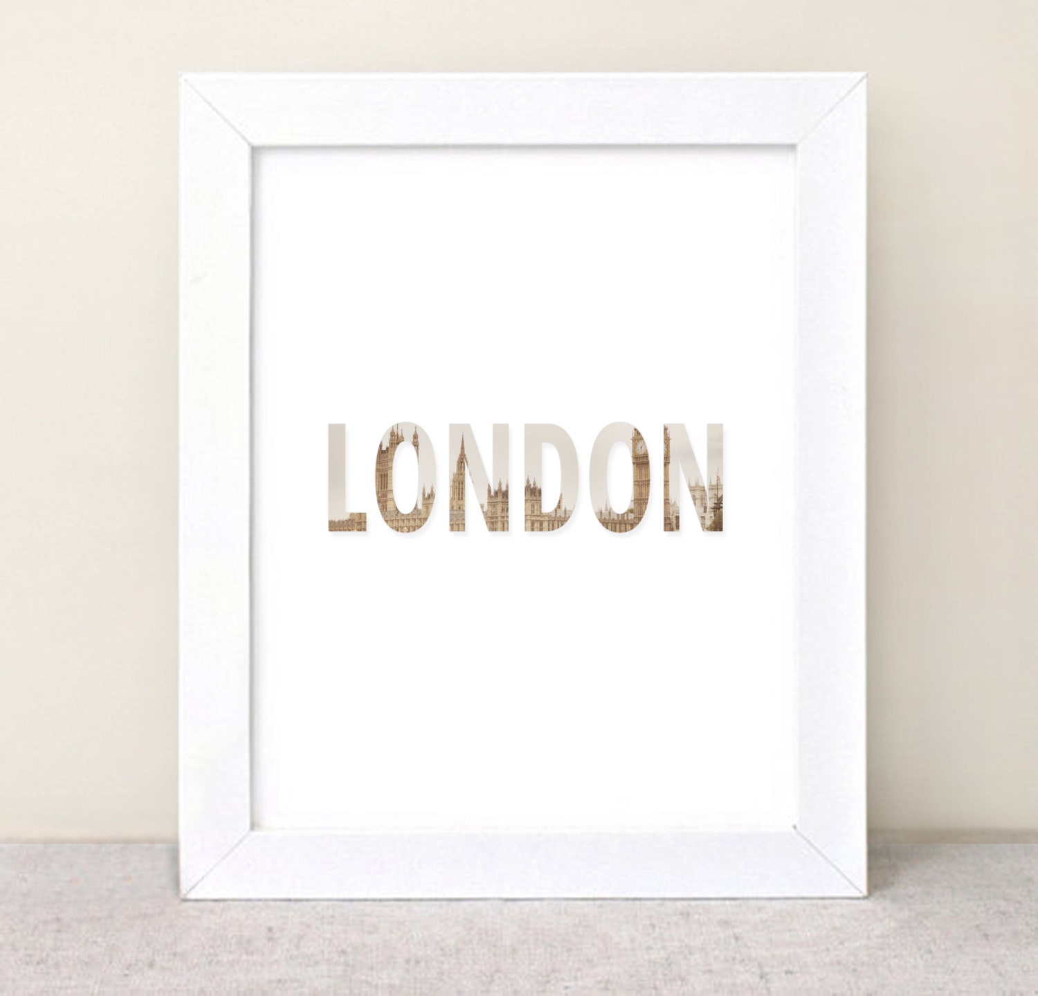 London Typography - Original Photography Print  - Typography Poster - Typographic Print - Travel Print, Big Ben & British Parliament  - 8x10