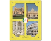 Rome Italy Travel City Custom Art Print Landmarks Trevi Fountain St Peters Basilica Coliseum Colosseum Vittorio Emanuele  8x10 Poster