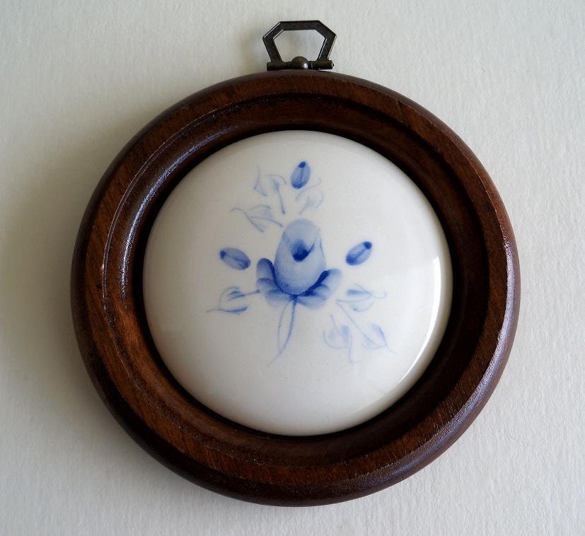 Romantic Blue Rose Ceramic Wall Hanging