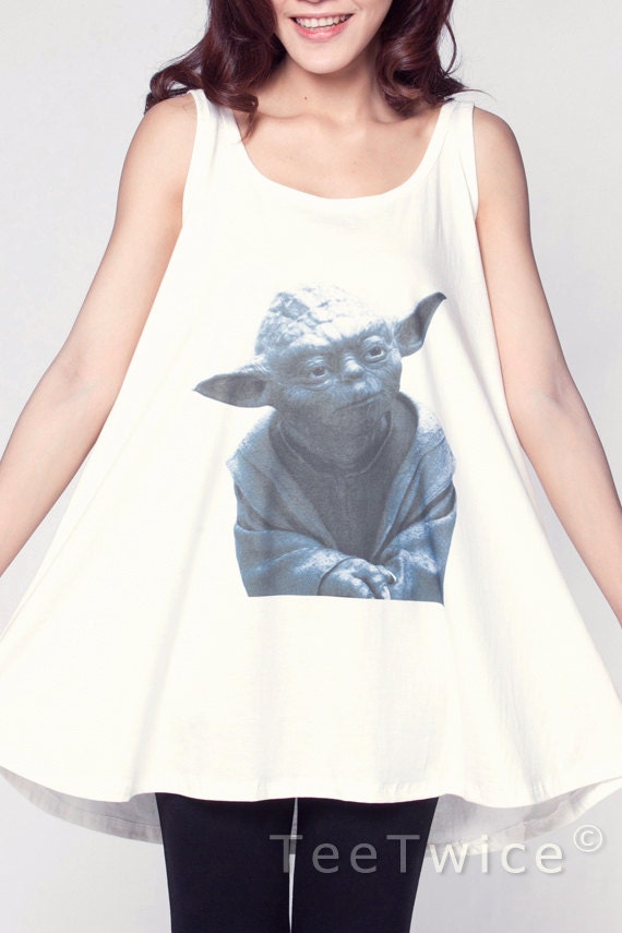 YODA Star Wars T Shirt Dress Jedi Master Movie Top Women Shirts White Tunic T-Shirt Sleeveless Vest Mini Dresses Size M L