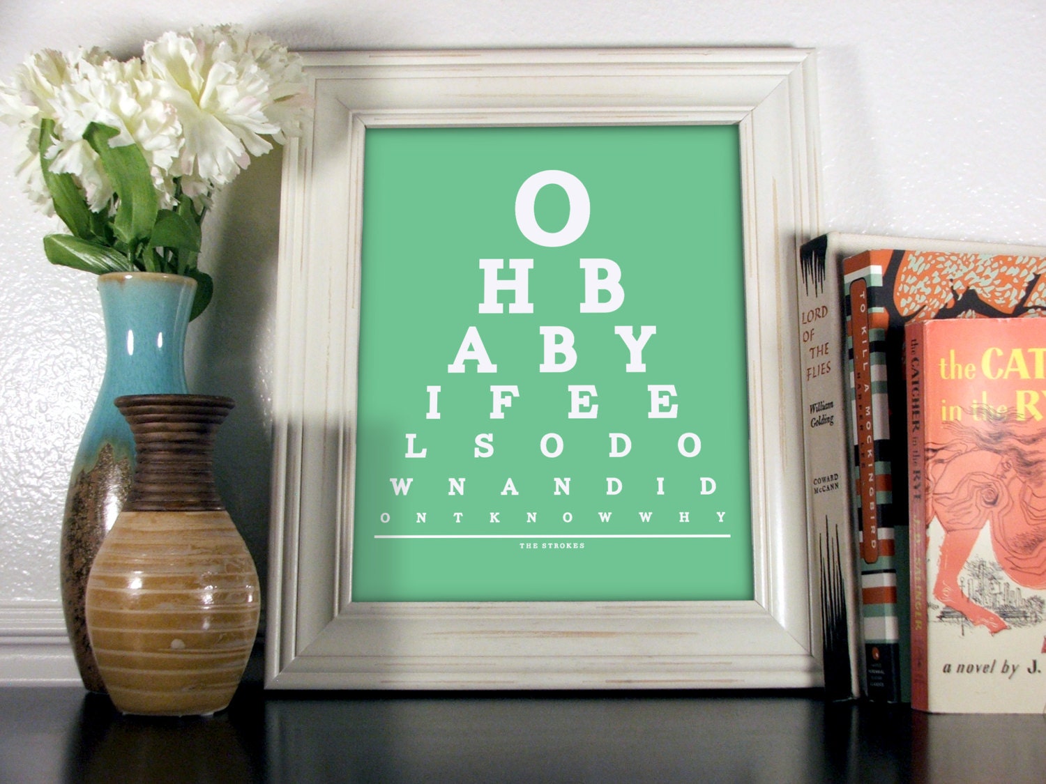 The Strokes, Oh Baby I Feel So Down, Last Night Lyrics Eye Chart, 8 x 10 Giclee Print BUY 2 GET 1 FREE