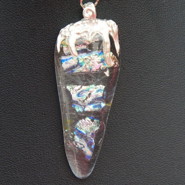Beautiful Abstract Glass & Silver Icicle Pendant