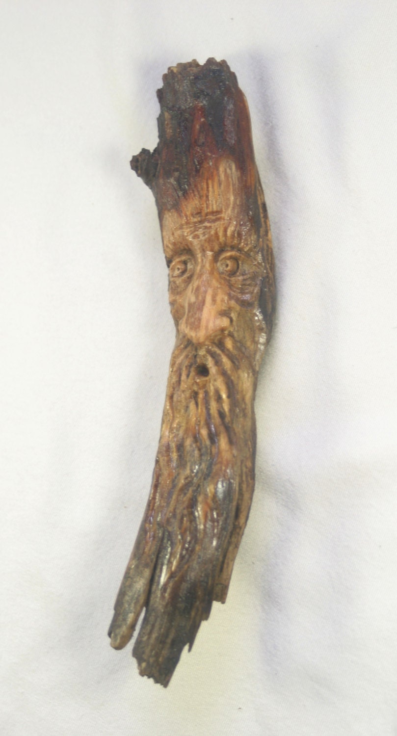 Woodworking Hand Carved Wood Spirit OOAK by TJ Kleens on Etsy Wizard Elf Gnome Fantasy Carving Pine Handcrafted Unique Gift