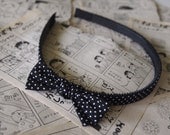 Black & White Polka Dot Headband - Hairband Alice Band Rockabilly Bow Spotty Hair Pin Up Girl 1950s