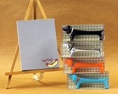Hot Dog Notepad and Dachshund Pen Set // Jingle Dog Pen in Four Colors // Doxie