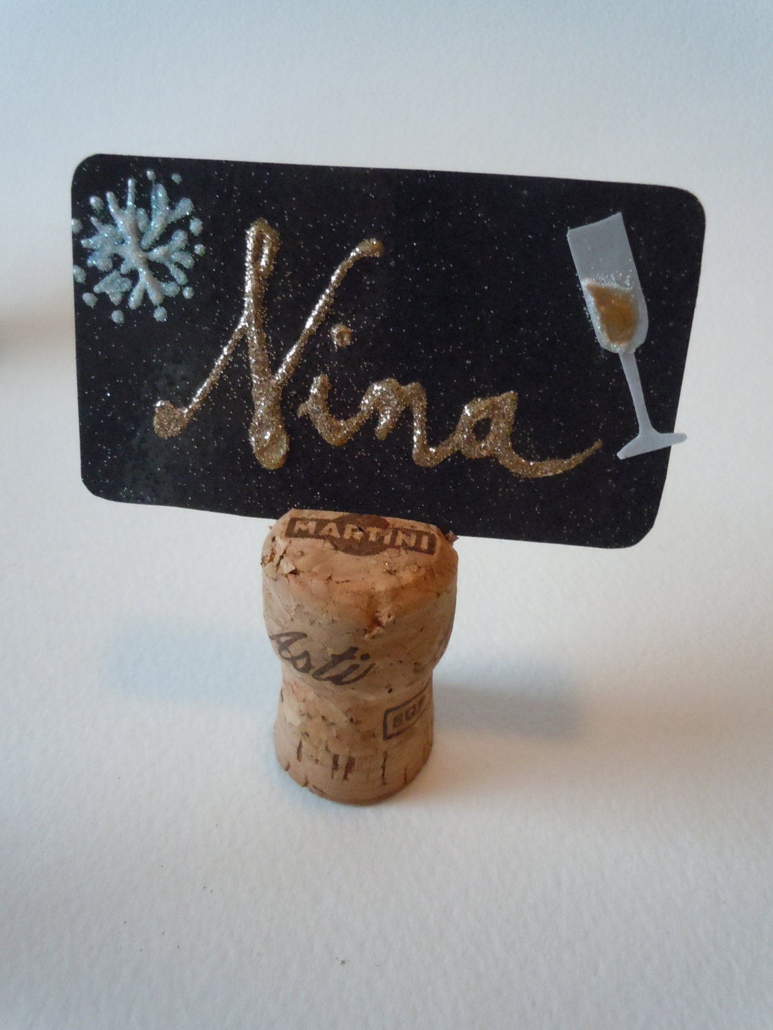 Glitter Champange Cork Place Cards Set of 10