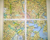 Map of Baltimore - Set of 4 Ceramic Coasters - MD