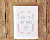 Mother's day card - happy Mother's Day - Eco friendly cotton card - card for mom