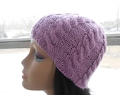 Hand Knit Hat - Slouchy Hat - Winter Accessories - Slouchy Women Hat - Oversized Hat - Cable Hat in Purple - Chunky Knit