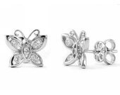 Unique 0.40ct Butterfly Diamond Stud Earrings 18k White Gold