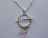 Rose quartz and  silver pendant necklace