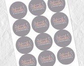 Thank You Digital Sticker Sheet (2.5 x 2.5 Inches) DIY Printable Sheet, Printable Stickers, Magnet, Button