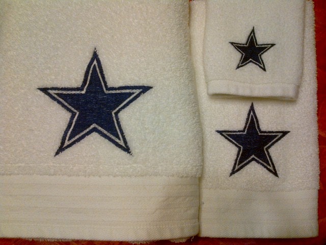 Dallas Cowboys Logo NFL Embroidered White 3 Piece Towel Set