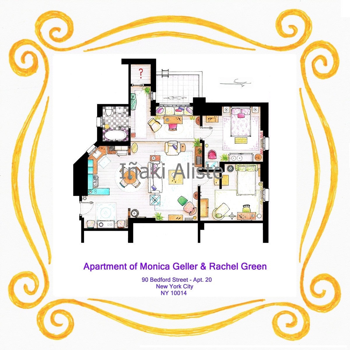 Apartment of Monica & Rachel from "FRIENDS" inside a peephole