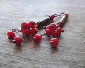 Red gemstone earrings - red earrings - long earrings - copper earrings - copper jewelry - europeanstreetteam