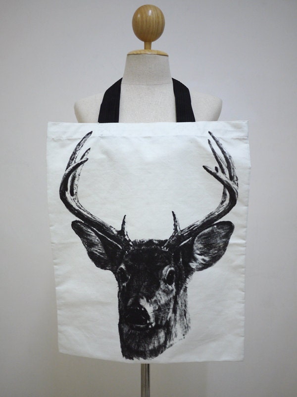 Deer (Big Size) : Reindeer Cute Animal Canvas Bag Tote Bag Shopping Bag Market Bag Chic Fashion Bag Animal Screen Print Cotton