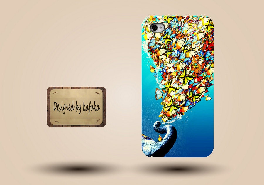 unique iphone case, i phone 4 4s 5 case,cool cute iphone4 iphone4s  5 case,stylish plastic rubber cases cover,blue butterfly elephant  p958