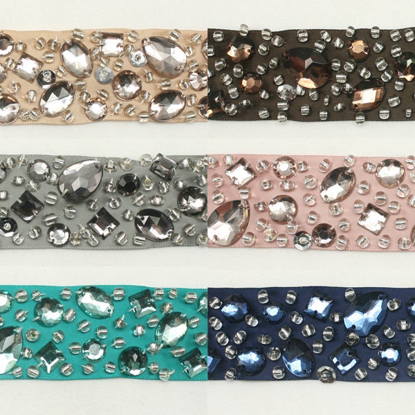 Jewel Beaded Trim for Women baby girls Hair Clip, Hair Accessories, Headband, Clothing, Dress, Belts Annielov Trim 43 - 1 yard (90cm)