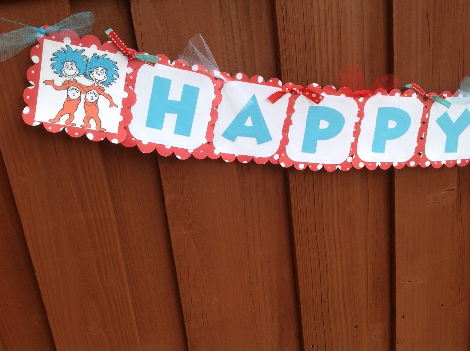 Birthday Banner - Dr. Seuss - Thing 1 Thing 2