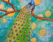 Peacock Watercolor Painting - Original Painting - Watercolor Landscape - Abstract Fine Art By Gargovi