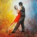 Original Watercolor Painting - Red Sweet Tango - Love Couple Dance - Abstract Figurative Painting - Contemporary Art By Gargovi