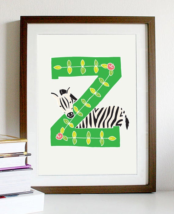 A4 Letter Alphabet artwork print: "Z" / Nursery artwork / kids room artwork
