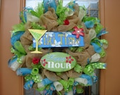 Deco Paper Mesh Tiki happy Hour Wreath