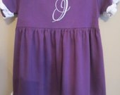 Short Sleeve Purple Dress with White Ruffles and with Initial