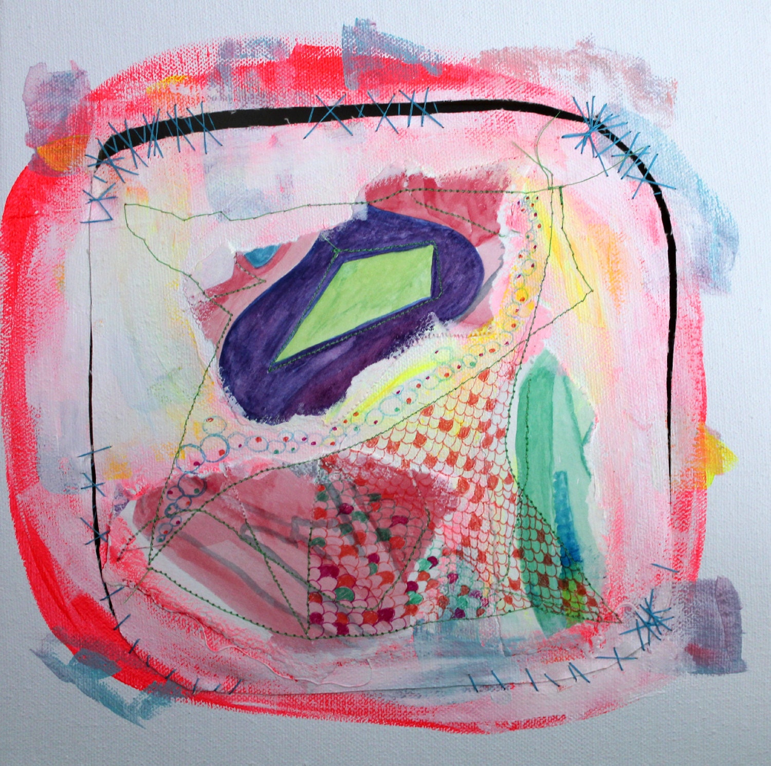 Original SEWN Painting/Abstract Painting/Original Mixed Media Painting