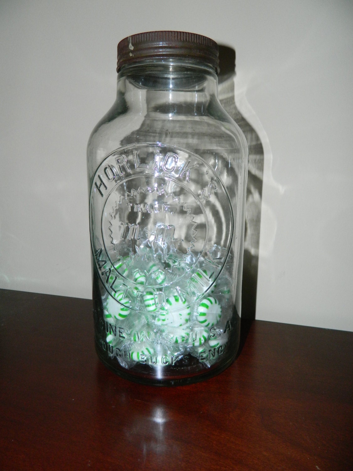 Great Vintage HORLICKS Large Jar with LID Malted Milk