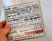 cleveland word print 4x4 glass coaster