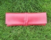 Burgundy Small Leather Pen Case, Pen Holder, Pencil Bag, Pencil Case, Pencil Holder, Pencil Pouch, Handmade Customize 015