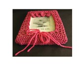 Fuchsia pink crocheted Picture Frame cover Handmade gift idea Wall Decor Home Decor