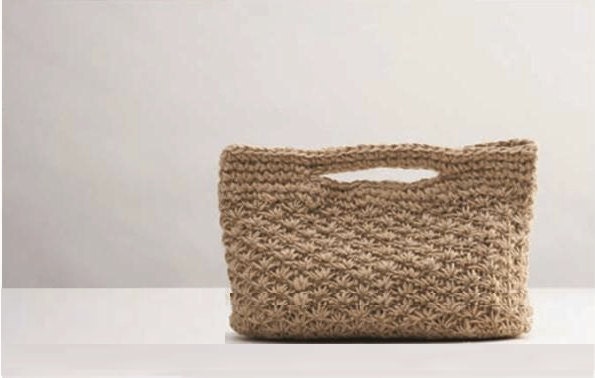 Crocheted handbag, Natural Linen crochet handbag, eco friendly handbag 100% recycle handbag