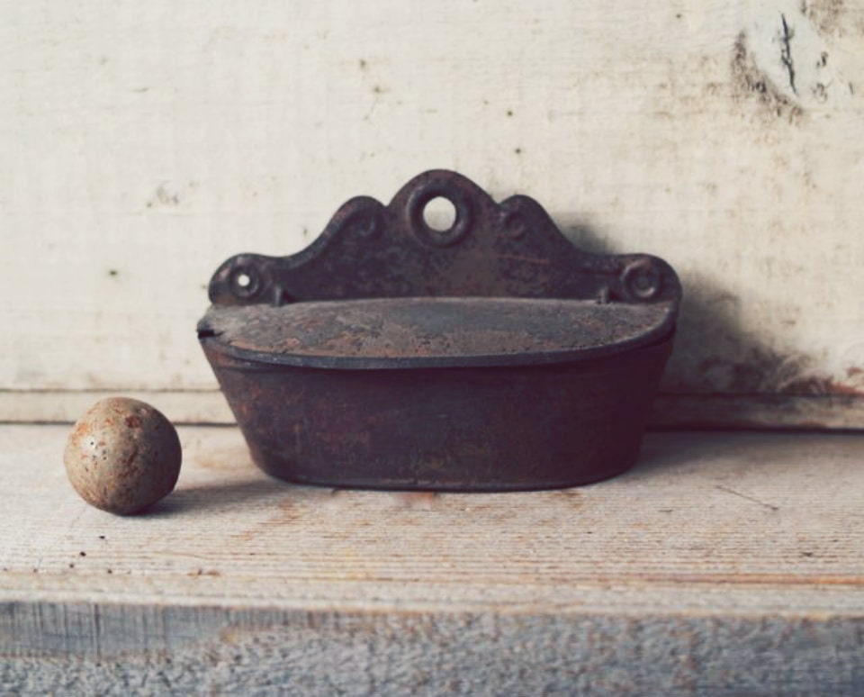 19th Century Tin Match Safe, Early Tinware Match Safe, Rustic Home Decor,