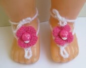 Crochet Baby Sandals, Baby Barefoot, Baby Shoes with ladybird