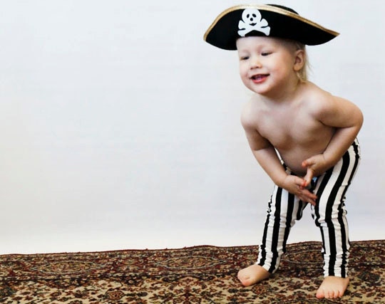Organic kids leggings skinny fit stripes black/white