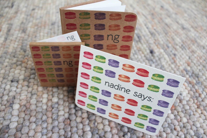 personalized stationery set - macarons pink, green, purple, orange & red  - colorful custom stationery set