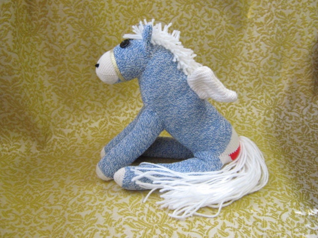 Rockford Red Heel Sock Monkey Blue Pegasus Pony - Handmade - New