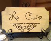 La Cucina Wood Sign, Tuscan-Style Kitchen Sign, La Cucina Kitchen Sign, Italian Sign