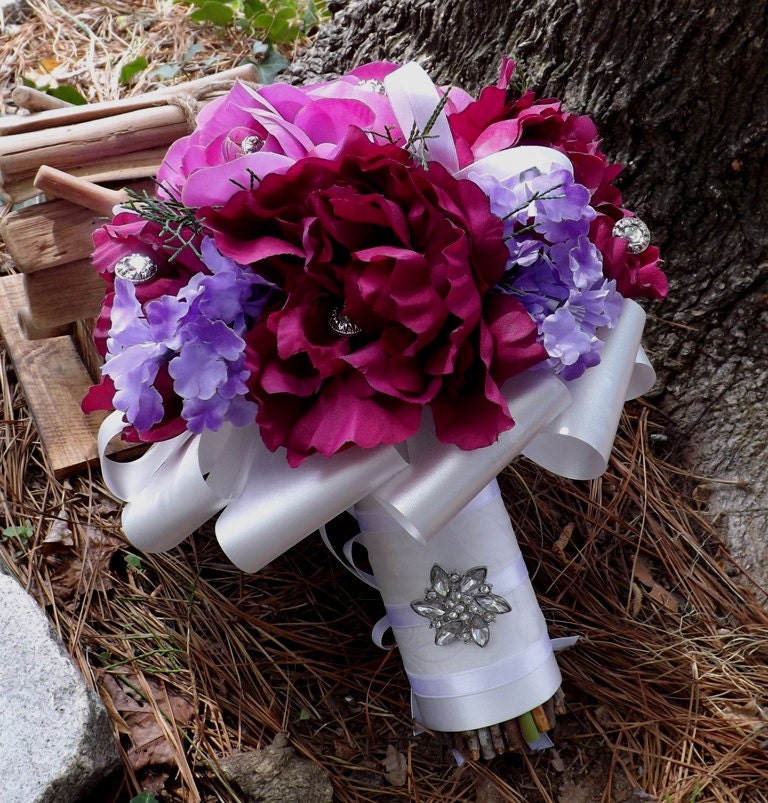 Silk Real Touch Bride Bouquet, Weddings, Quinceanera, Bridesmaids, Rustic Chic Country ,  Elegant, Vintage Rhinestone Jewelry  Buttons