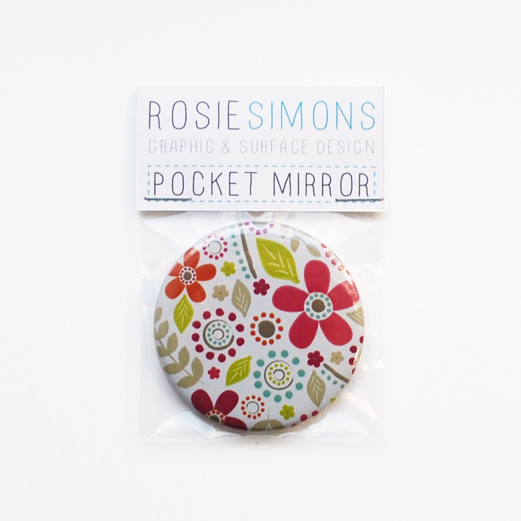 Inky Floral Pocket Mirror