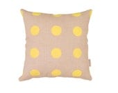Cushion cover, pillow cover- linen 'GONE DOTTY' in yellow - spot dot